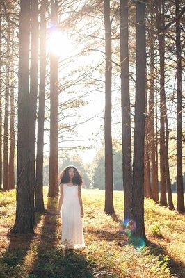 A sunset boho bridal session in the woods of Oak Ridge, NC