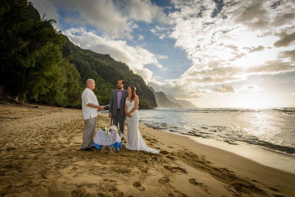 Perfect sunsets make for magical Kauai Beach Weddings!