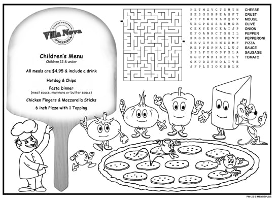 Children's Restaurant Coloring Menus