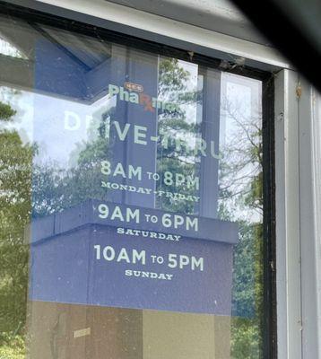 Drive-Thru Pharmacy hours