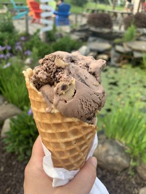 Chocolate Oreo cookie with cookie dough, waffle cone- size kiddie