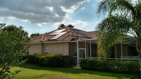 New solar installation on a tile roof.