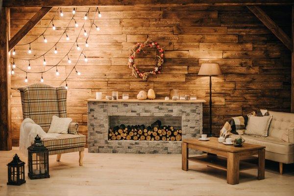 Stay cozy with wood or gas burning fireplaces in the winter months