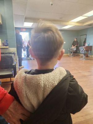 This was the day before the Super Bowl and my grandson wanted his hair cut like Patrick Mahomes. Nick did not disappoint him...or me!