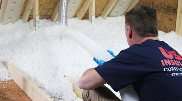 Blown-in attic insulation.