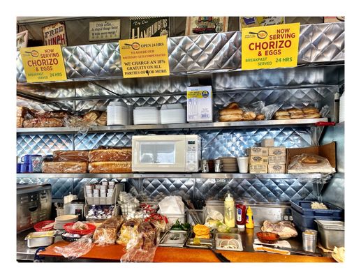 Inside Old Fashion Steak N Egger.Chicago, IL Open 24/7 Breakfast Lunch Dinner. Steaks Sandwiches Burgers Salads Pancakes etc. Simple. Cool!