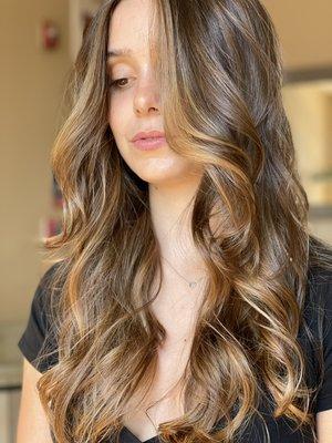 Layered haircut & soft hand painted balayage