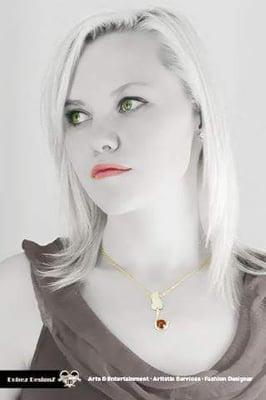 Cute Kitty Silver Necklace with Garnet.... Modeled by the lovely Lucy Gold