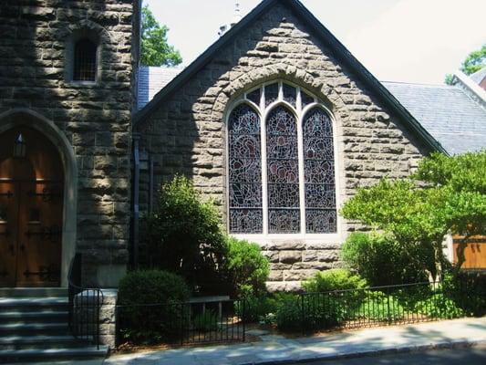 Large stained glass windows.