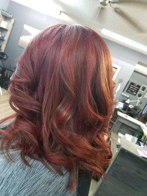 Stunning red head! Hi and low lights to add dimension!