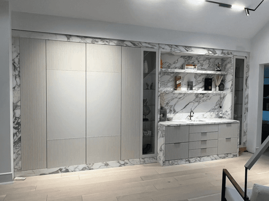 Marble Kitchenet with shelves