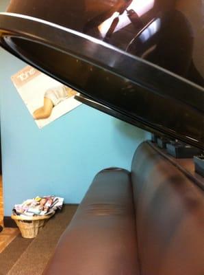 View of drying bench from under the dryer