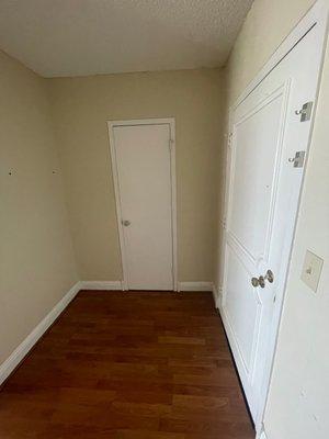 Front entrance and the door to the coat closet.