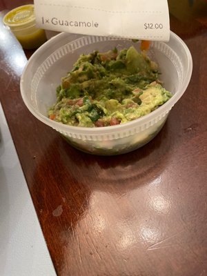 $12 for a tiny little scoop of guac. What a ripoff! First and last time we order from here.