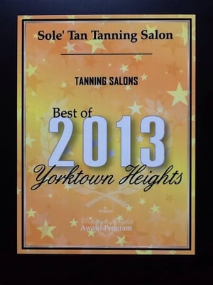 Sole' Tan Tanning Salon named Best Tanning Salon in Yorktown Heights 2013