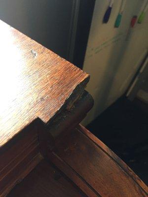 How do you break a thick wood edged piece off a desk?!