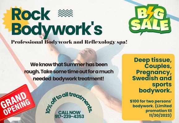 Take some time out for a much needed Bodywork Treatment!