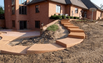 Concrete Contractors Belleville IL - Exposed aggregate concrete steps.