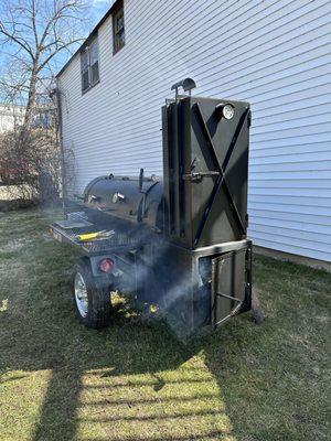 Black Betty is a magnificent 60-inch BBQ smoker, handcrafted with care and precision by the well-renowned Ben Lang of Georgia.