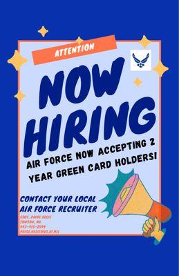 Air Force Flyer about our green card policy