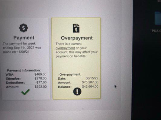 43k Overpayment charge