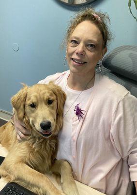 Jodie NP and Murphy, our office therapy dog.