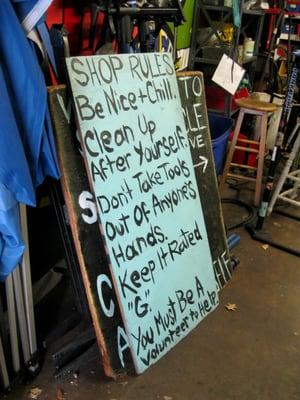 Shop rules.