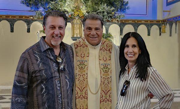 ROSARIO S. CASSATA, CAROLYN AND MGR. CASSATO AT OUR LADY OF MT. CARMEL CHURCH IN BROOKLYN, NEW YORK.