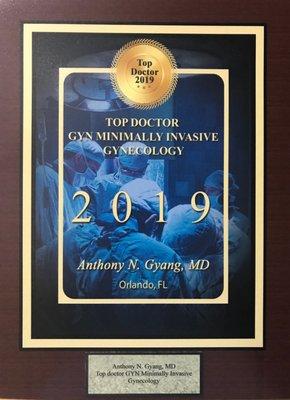 2019 Top  Doctor
 Minimally Invasive Gynecology