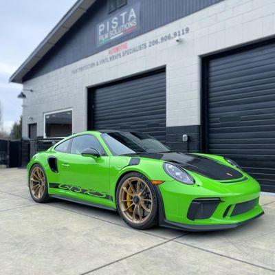 Porsche GT3 RS fully wrapped with (clear) Xpel paint protection & topped off with full ceramic coating.