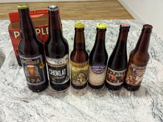 The great beers I took home with me.  I'm most excited about trying the Dogfish Head World Wide Stout.