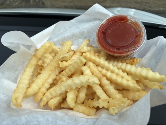 Hot delicious perfectly cooked crinkle cut fries, in my opinion.