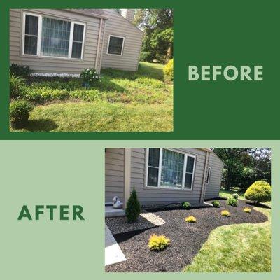 Before/After of our landscaping project in Avon Lake, Ohio.