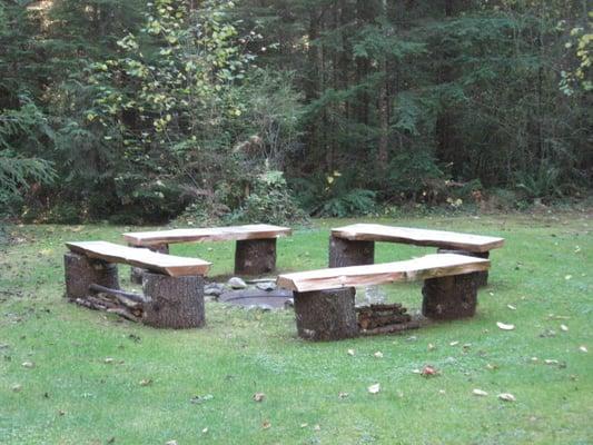 Large fire pit in the middle of the grounds