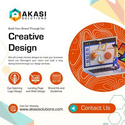 Creative design services: Logo Design, Landing Page Design, Web Design.