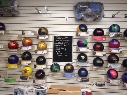 This pro shop carries a full line of Brunswick, and DV8 balls.