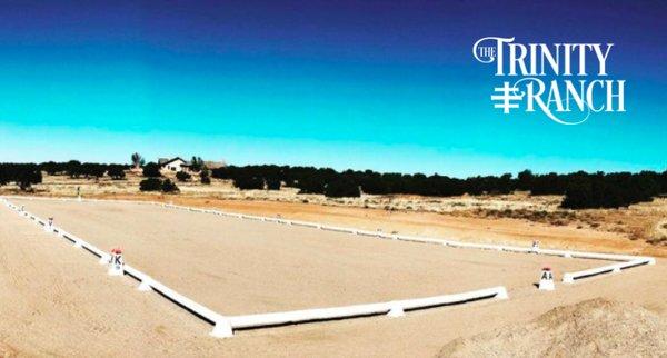 20 x 60m USDF regulation dressage court at The Trinity Ranch Santa Fe. Exquisite footing.