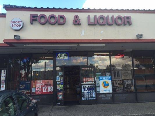 Short stop food and liquor store front