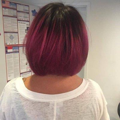 Balayage  Hot Pink into Dark Brown