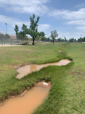 Looking towards the tennis courts and basketball courts