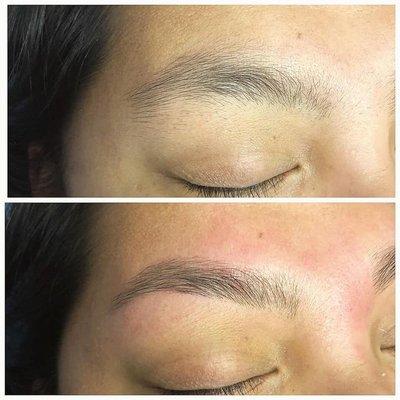 Before & after brow wax