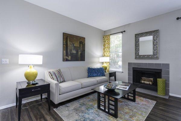 Living room with fireplace