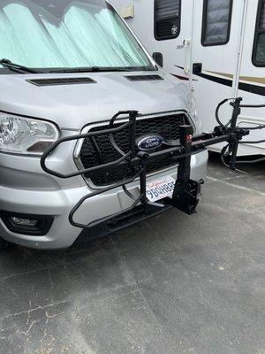 Heavy Duty Bike rack attached to front hitch.