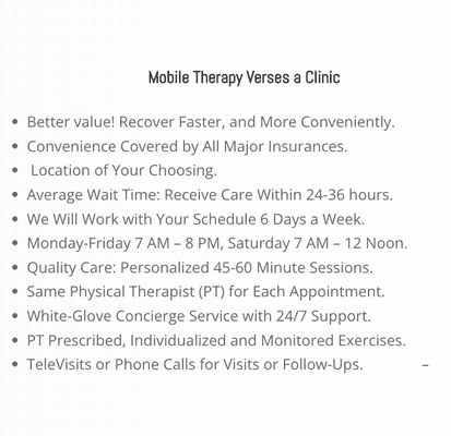 Benefits using of a mobile physical therapist