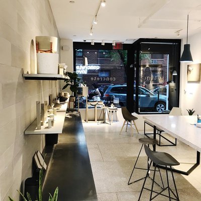 our cozy new york showroom featuring pieces by concrete artists from around the world