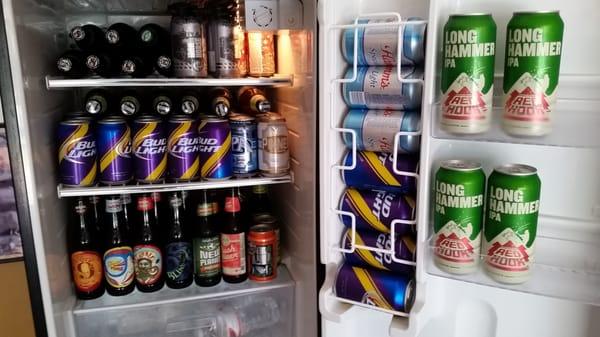 Beer fridge stocked for 1st Vikings game;  thanks, Haskell's!