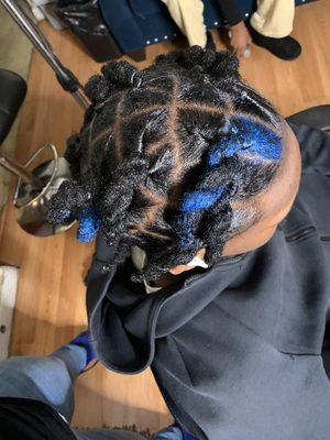 Mens retwist and style(blue color wax)