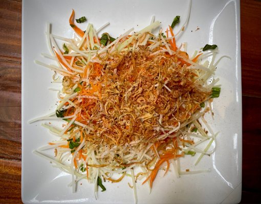 Papaya Salad with Crispy Anchovies