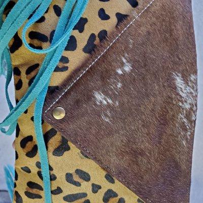 cowhide leopard purse