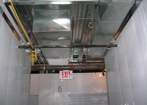 This is a custom sheet metal and exhaust ductwork installation in Santa Ana, CA.